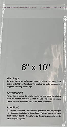 6 x 10 kristalno čista poli vrećice - 1000 vreća - Upozorenje o gušenju FBA - 1,5 mil - jak film - hibridno ljepilo