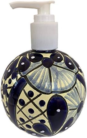 Keramički sferni sapun i losion dozator plavo -bijela talavera - za kuhinjske ili kupaonice - ručno oslikana meksička keramika