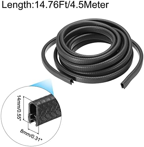 UxCell Edge Trim Crni U oblik Edge zaštitnika guma sa čeličnim kopčama odgovara 5/64 -9/64 Edge 14,76ft/4,5 metra duljine