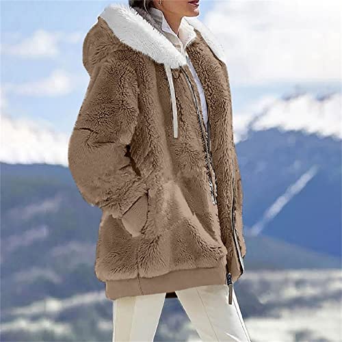Pahuljasti zimski kaputi od flisa za žene, gornja odjeća s kapuljačom s patentnim zatvaračem, topli jesenski i zimski gornji
