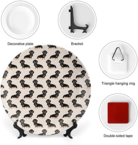 Doxie Dachshund Weiner Dekorativni tanjur za pseće ploče okrugli keramički tanjuri s izložbom za kućni ured za vjenčanje