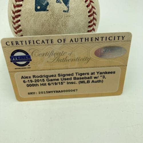 Nevjerojatni Alex Rodriguez 3.000 hit igra korištena potpisana upisana bejzbol Steiner - MLB igra korištena bejzbols
