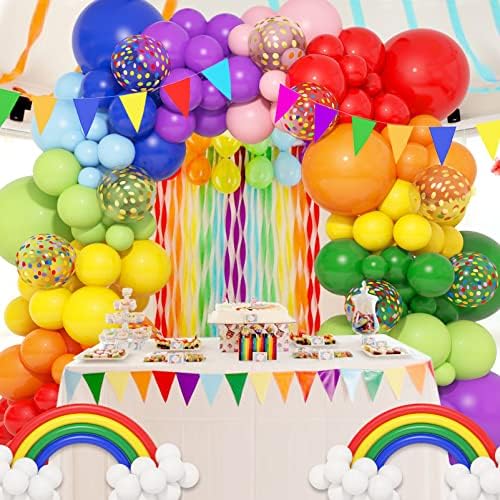 165pcs iridescentni Uskrsni garnitura od balona sa šarenim zastavicama, mješovita veličina 18 12 10 5 inča šareni baloni