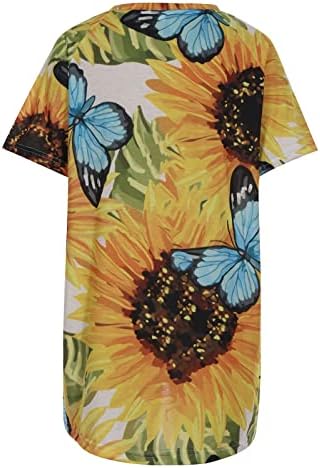 Top za marendu tinejdžerica kratkih rukava s dekolteom čamca gradijentni blok boja suncokret tratinčica cvjetni vrhovi majice