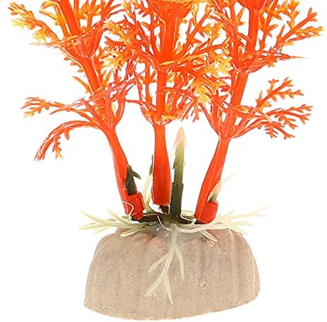 2 kom akvarijske plastične biljke, Umjetna vodena biljka za ukrašavanje akvarija krajobraznim biljkama, narančasta, 4,72