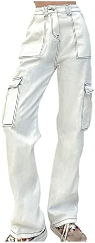 Traperice širokih nogu za žene retro visoki pantalonski hlača u nevolji zvonastih traperica hlače vintage traper hlače