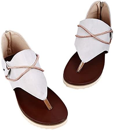 Aihou Ljetne sandale za žene 2023 Drvane ženske otvorene nožne prste Ravne sandale cipele Summer Dressy Rimska sandala na