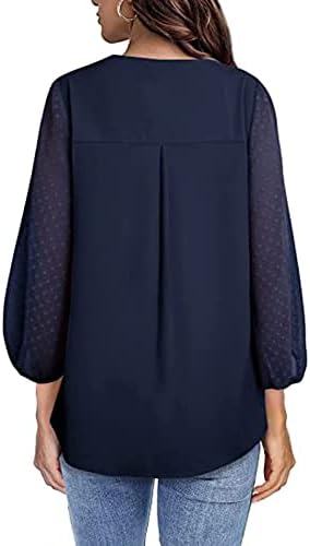 Bluza vrh za žene šifon polka dot usjev 3/4 rukava majica tunika elegantne dame udobno izlaz labavi fit majice