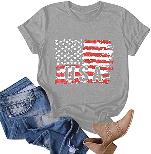 SAD Patriotske majice Tee za žene američke zastave majica 4. srpnja Dan neovisnosti Poklon za žene vrhove kratkih rukava
