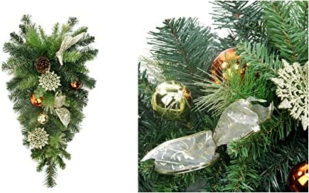 24 unaprijed ukrašeni ukrasi bakra i zlatnih kuglica i lukovi Umjetni Božić - CC