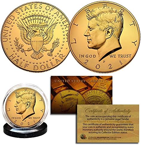 2021 -P 24K Zlatni pozlaćeni JFK Kennedy Pola dolara novčić Philadelphia Mint - Bogo