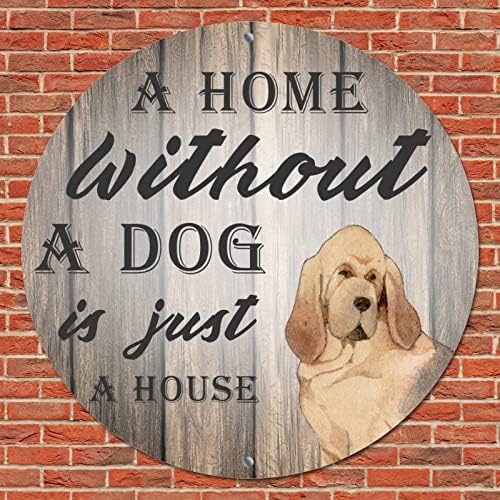Smiješno okrugli metalni plak od psa Doma bez psa samo je kućni retro vijenac natpis za kućne ljubimce na vratima vintage