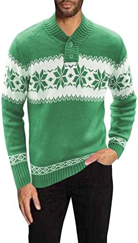 Muški božićni kardigani ružni džemperi jeleni snježna pahuljica ovratnik pleteni kardigan džemper gumb pulover