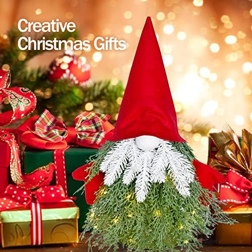 Mini unaprijed osvijetljeno GNOME božićno drvce, stolnjak Xmas Tree s 3 viseća gnoma ukrasa, mali ukrasi za božićno drvce