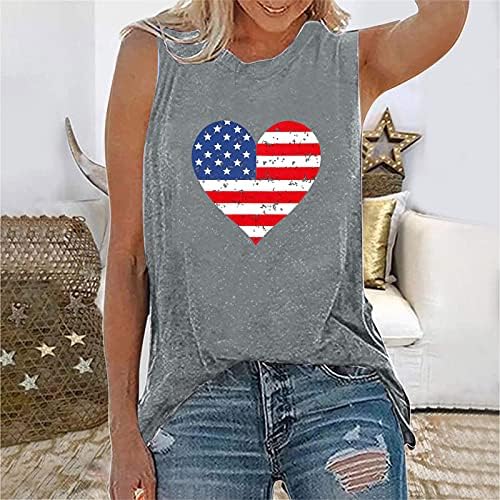 majice 4. srpnja, majice s naramenicama za žene, majice bez rukava s izrezom U obliku slova U, američka zastava, zvijezde,