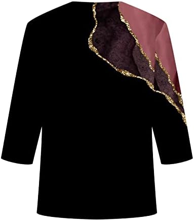 Crewneck Henley Tee za žene Ljetna jesen 3/4 Grafički rukav grafički ležerni vrhovi T košulje Ladies Gumb Down Up 2023 Cr
