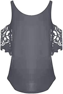 Ljetni hladni vrhovi tunika za žene za žene zip v vrat majica čipka šuplja izlazi kratke rukave majice solidna labava bluza