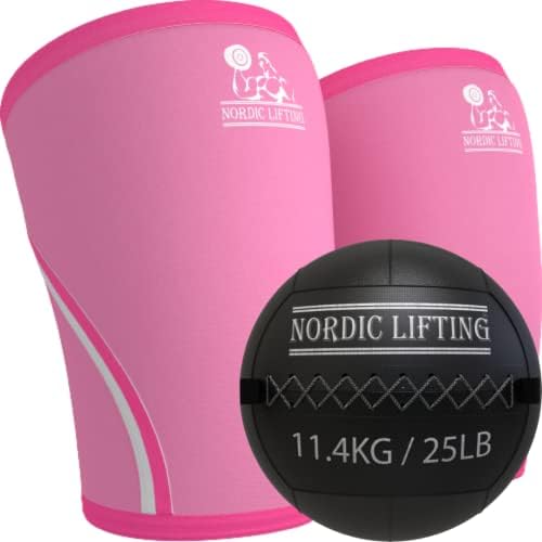 Nordijski rukavi za dizanje koljena veliki - ružičasti snop sa zidnom kuglom 25 lb