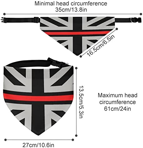 Crna tanka crvena linija uk britanska zastava psa bandana podesivi marami za kućne ljubimce sladak trokut kerchief za pse