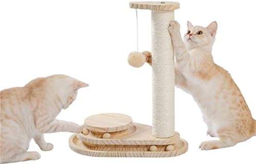 Interaktivna drvena igračka za mačke 9 dvoslojna rotirajuća pametna staza lopta grebalica za mačke s visećom loptom interaktivne