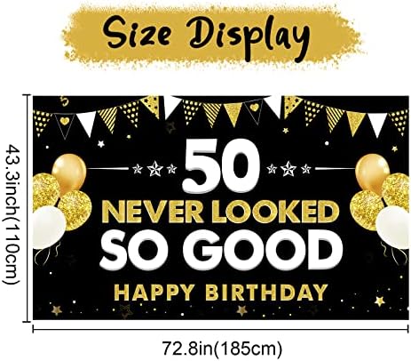 Smiješni ukrasi za 50. rođendan za muškarce i žene, crno zlato sretan 50. rođendan nikad nije izgledalo tako dobro, Pribor