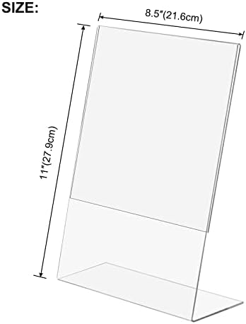 Boxalls 6 pakiranje akrilnog držača natpisa naginjenog 8,5x11 inča, jasan plastični zaslon papira za dokumente, izbornik