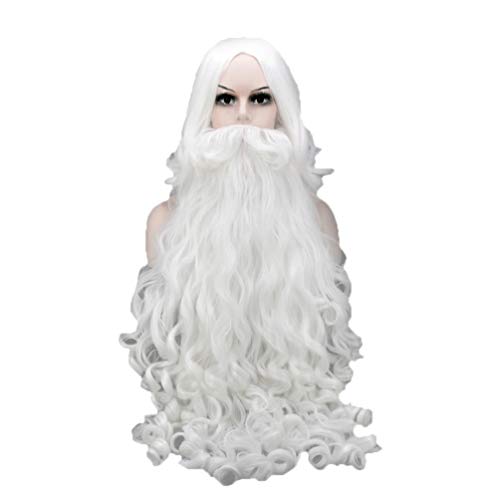 Happyyami Santa dodaci Djeda Božićnjaka 1 Set Santa perika Djed Mraz Claus Bijela živopisna brada Cosplay prop za izvedbu