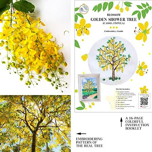 B.Embroidery DIY žuti cvjetni set za vez za cvijeće sa šarenom pozadinom slikanja u 6-inčnom plastičnom obruču