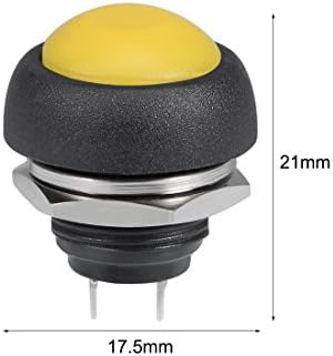 UXCELL 1PCS, 12 mm žuti trenutni prekidač gumba Okrugli ravni gumb SPST Ne