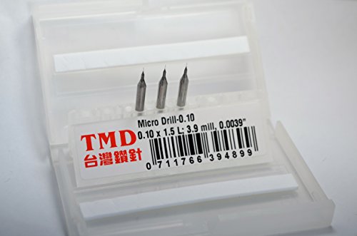 Tajvanska mikro bušilica, mikro bušilica za bušenje, 0,100 mm 1,5 L; 4 mil, 0,004 inča; tolerancija: +0 ~ -2 um