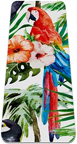 Akvarel iz različitih tropskih palminih listova ptičji cvijet visokokvalitetna gusta prostirka za jogu od ekološke gume za