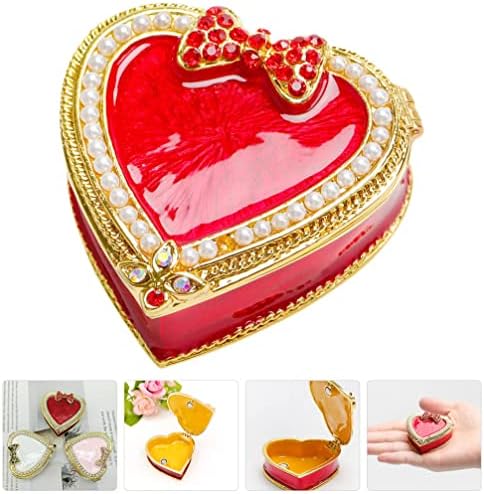 Hanabass caklina Loving Heart Heart Bow-Nakit Box Box Trinet Box poklon za rođendan Valentinovo Dan