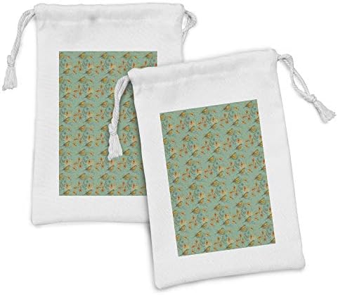 Kunična torba za cvjetnu tkaninu od 2, Billfinch ptice cvjetovi i mrlje, mala vreća za vuču za toaletne potrepštine maske