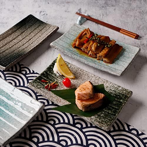 Uaral set sushi ploča, pravokutnik sushi pladanj, 8.5inch japanski keramički tanjuri, 4pcs kameni softver za japanski restoran
