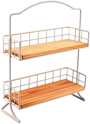 Lukeo podni stalak ─ 2 slojeve drvene plutajuće police, industrijska zidna polica polica za dnevni boravak, kuhinju, kupaonicu