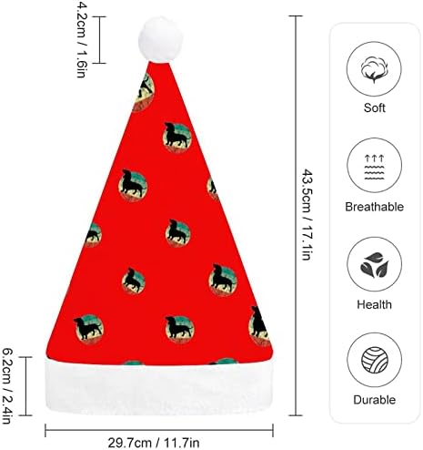 Slatki retro pas jazavčar smiješni Božićni šešir Djed Mraz kratki plišani šeširi s bijelim manšetama za božićne blagdanske