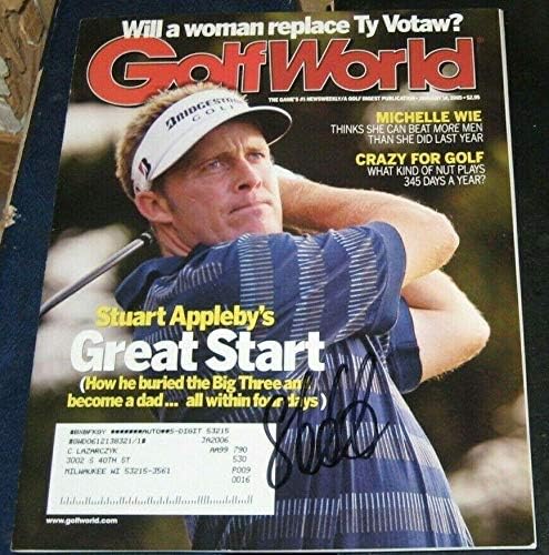 Stuart Appleby Mercedes Champion potpisao je autogramirani golf World Magazine CoA PGA - Autografirani golf časopisi
