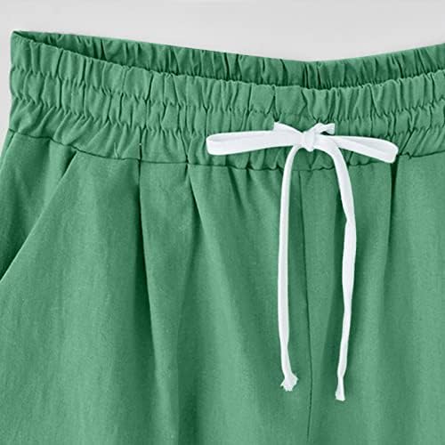Anuyalue Bermuda znojne kratke hlače za žene plus lanene kratke hlače elastični struk znoj kratke hlače dužine koljena atletska