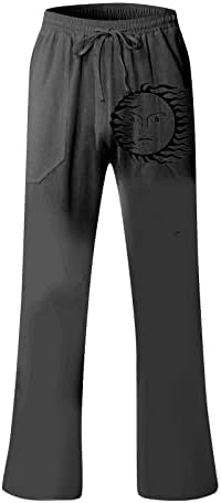 Muškarci ljetne pamučne lanene hlače labave džepove Elastični struk hlače hlače ležerne lagane modne hlače