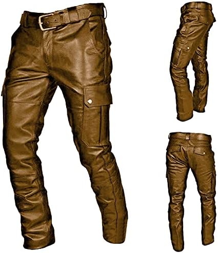 Muške biciklističke hlače Faux kože Vintage Gothic Steampunk Punk hlače Hip Hop Metalni motociklističke kaubojske hlače plus
