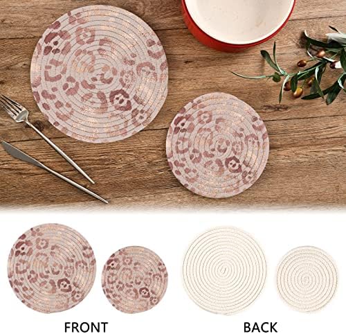 Kigai set od 2 ružičaste toplinske rezistentne trivete za ručke za kuhinju tkanje pamučnog okruglog nosača lonca bez klizanja