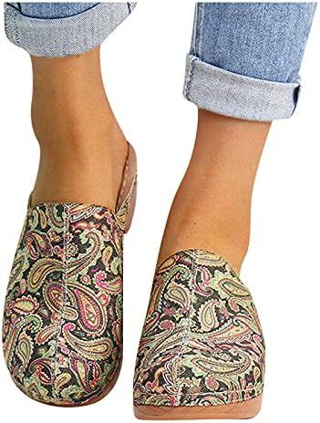 Papuče za žene Vanjski vodootporni tiskani listić na vintage cvjetni otvoreni nožni prst kvadratni zatvoreni ljetni flip