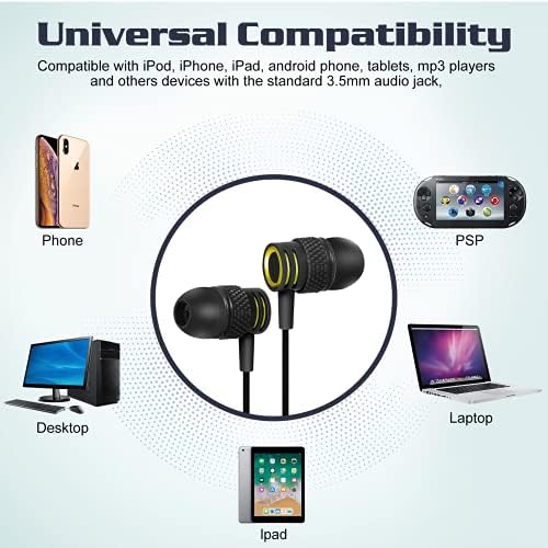 Urbanx R2 ožičene slušalice u uhu s mikrofonom za Fire HD 10 s kabelom bez zapleta, buka izolirajući slušalice, duboki bas,