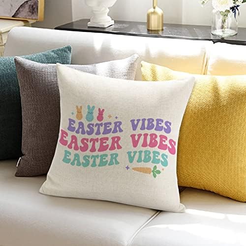 Uskrsne vibracije uskrsni jastuk jastuk pokrov slatki zečji jastuk futrola proljetna sezona cvjetni jastuk pokrivač kvadratni