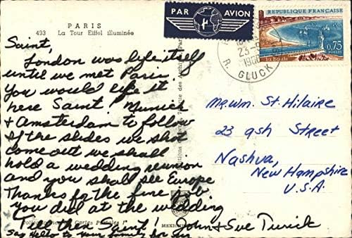 Eiffelov toranj noću Pariz, Francuska originalna vintage razglednica