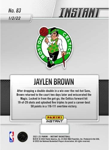 Sportske memorabilije Jaylen Brown Boston Celtics Fanatics Ekskluzivni paralelni Panini Instant Brown postiže u karijeri