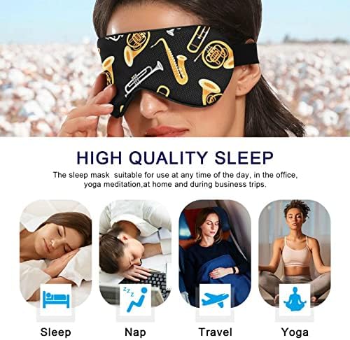 Unisex maska ​​za oči za spavanje saksofona-motover-glazbena noćna maska ​​za spavanje Udobno pokrivanje nijansi za spavanje