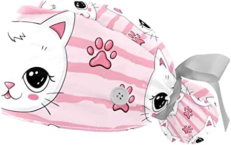 2 PCS Radna kapa s gumbom Slatke ružičaste mačke kandže uzorak podesivi kašici za torbice za žene za žene