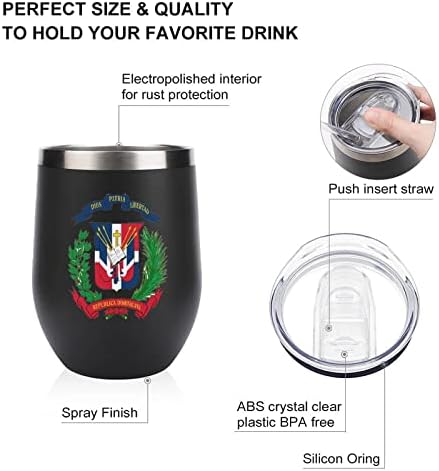 Grb dominikanske šalice čaša vakuum izolirana šalica šalica od nehrđajućeg čelika kava putnička boca 12 oz s poklopcem