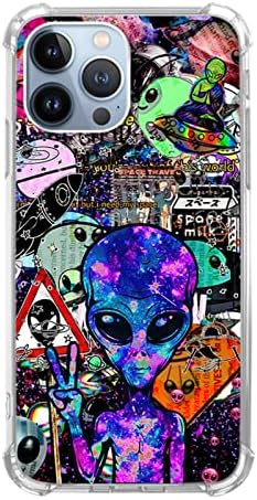 Junilotcik Psychedelic Alien Astronaut uzorak slučaj kompatibilan s iPhone 13 Pro Max, Trippy Cool Alien In Space Case For